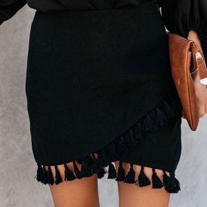 Tassel Wrap Skirt, Black